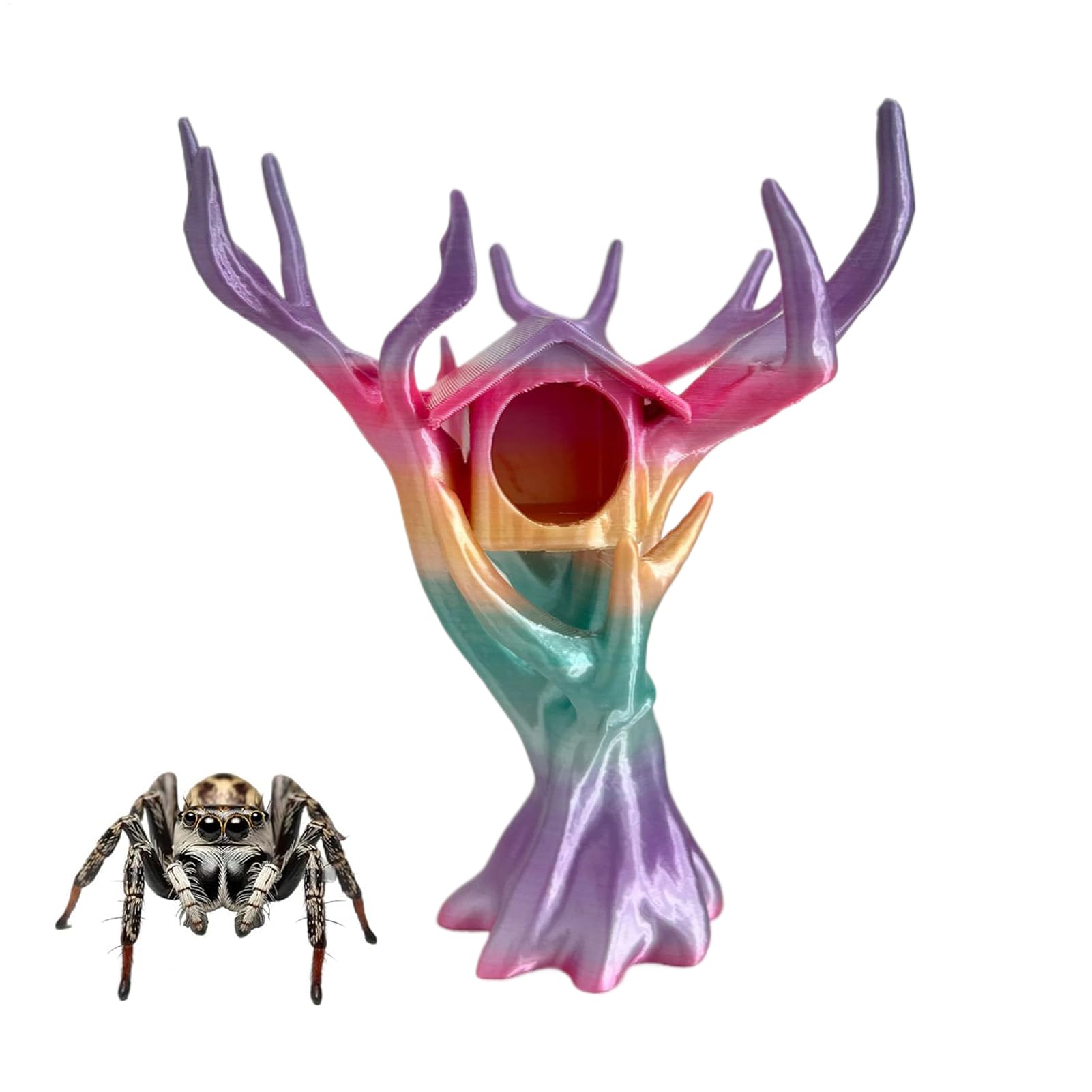Jumping Spider Tree - Tree Shaped 3D Printed Habitat Accessories | Jumping Spider Cave - Praying Mantis Small Tree Animals - Tarantula Enclosure