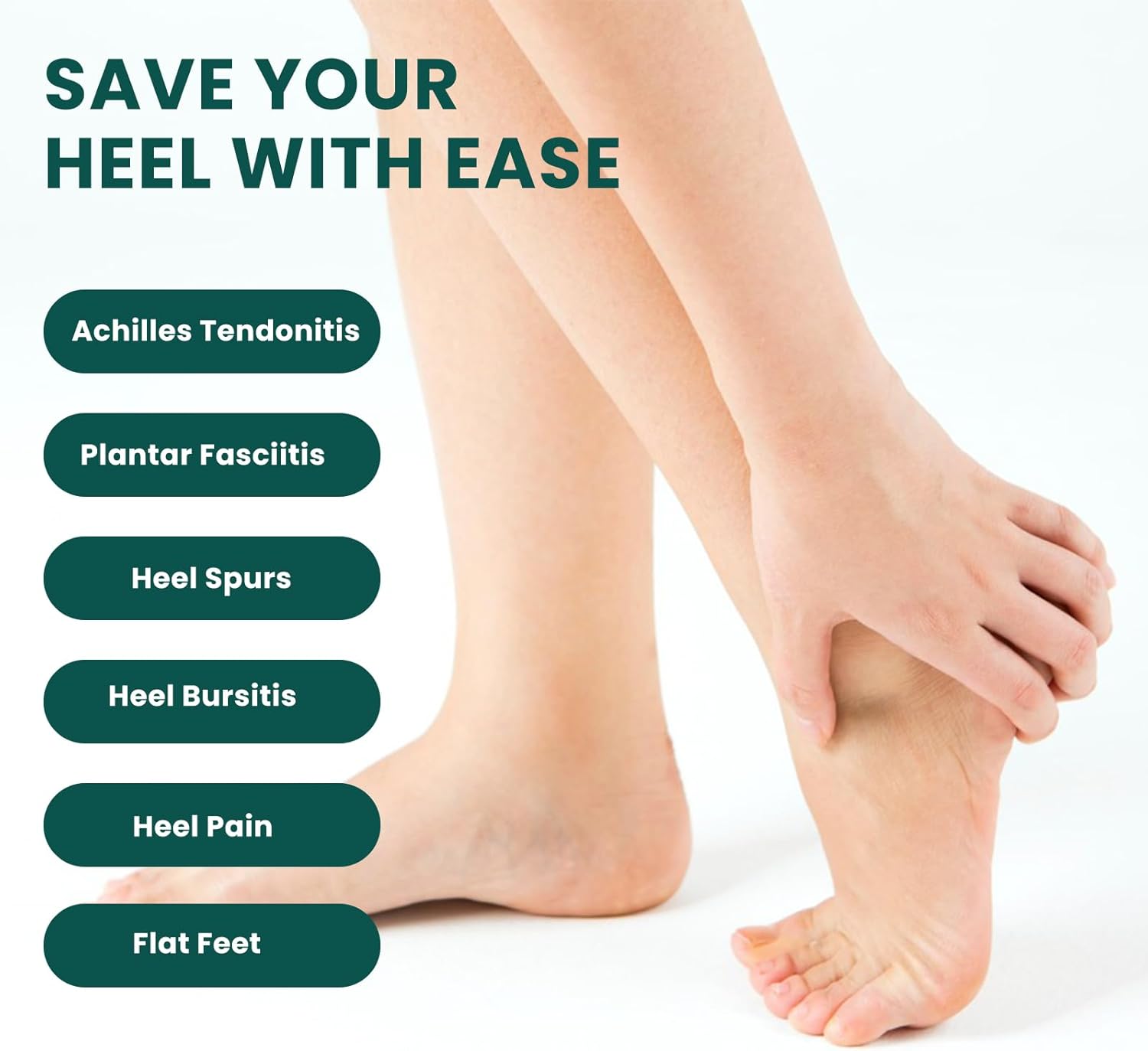 Plantar Fasciitis Heel Support Inserts - Welnove Low Arch Support Heel Cushion Cups for Heel Pain Heels Spur Achilles Tendonitis - Orthotic Shoe Insert for Women's 6-9, Men's 5-8 - 1 Pair - Image 4