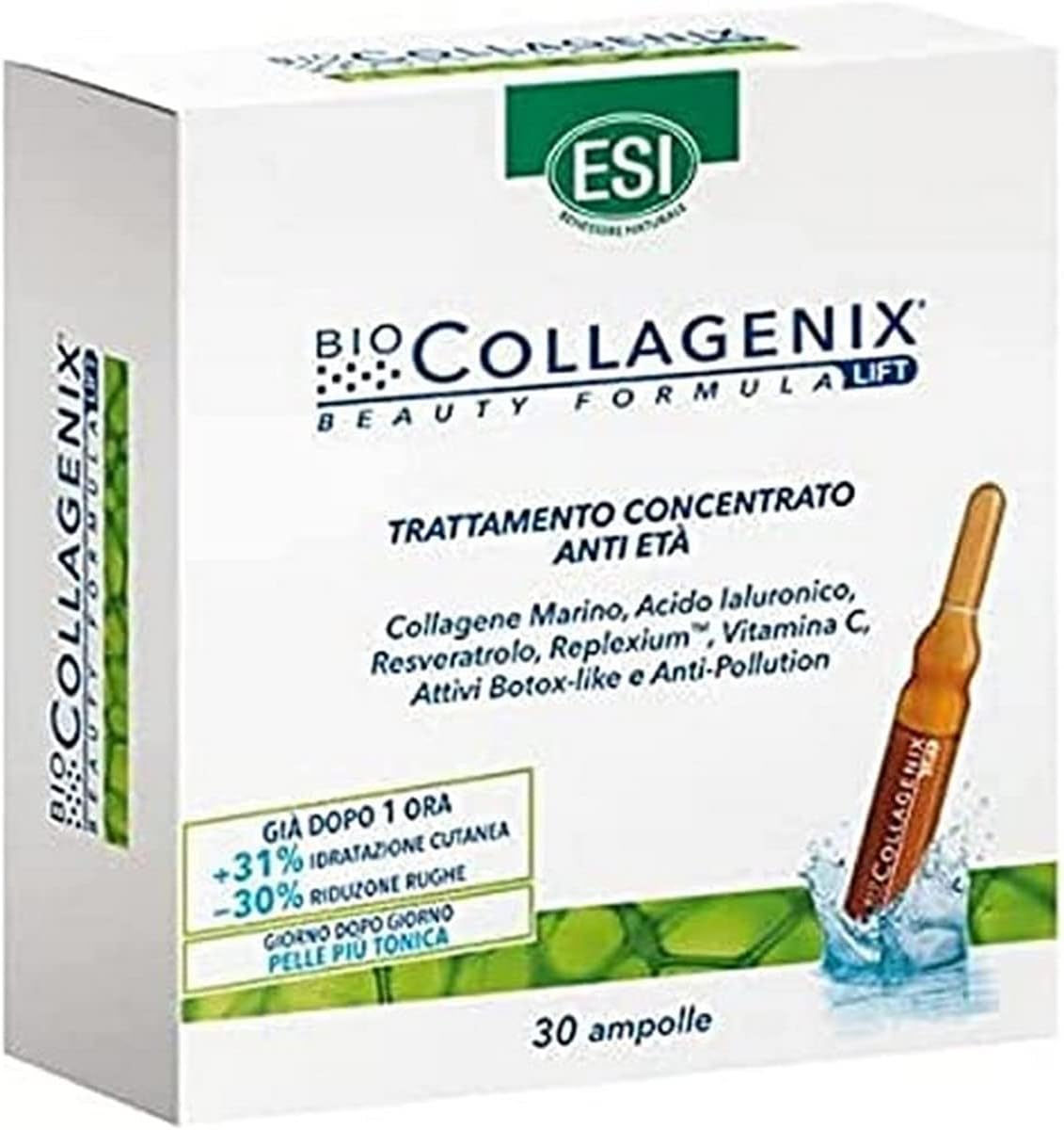 Biocollagenix Anti-Aging Ampoules โ Beauty Formula Lift with Collagen, Hyaluronic Acid & Resveratrol for Firmness, Deep Hydration, Reduce Wrinkles & Puffiness & Improved Skin Texture, 30 Ampoules