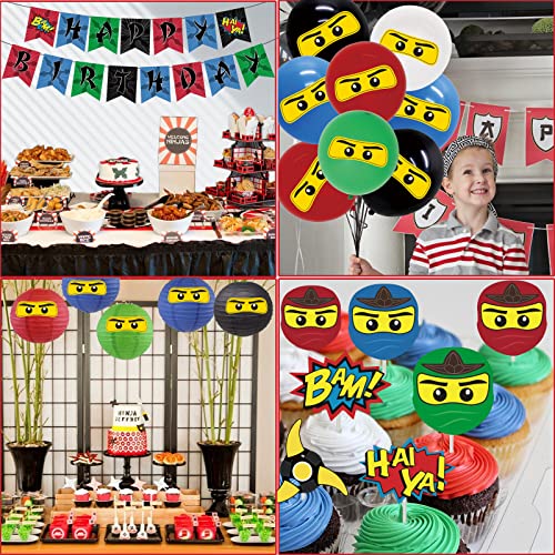 Ninja Birthday Party Decorations For Boys Ninja Warrior Party Decoration Balloons Red And Blue Ninja Happy Birthday Banner Cake Topper Warrior Themed Birthday Party Supplies Decorations #TOP4