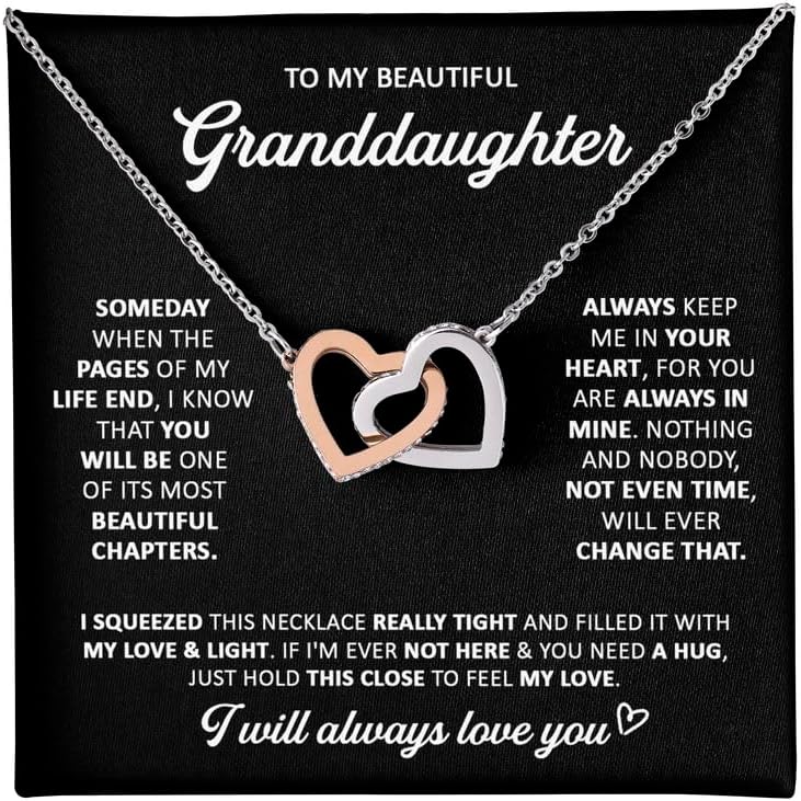 Granddaughter Gifts From Grandma Grandpa - To My Granddaughter Necklace With Heartfelt Message & Elegant Box, Jewelry Christmas Graduation Birthday Gifts With Message Card With Luxury Box