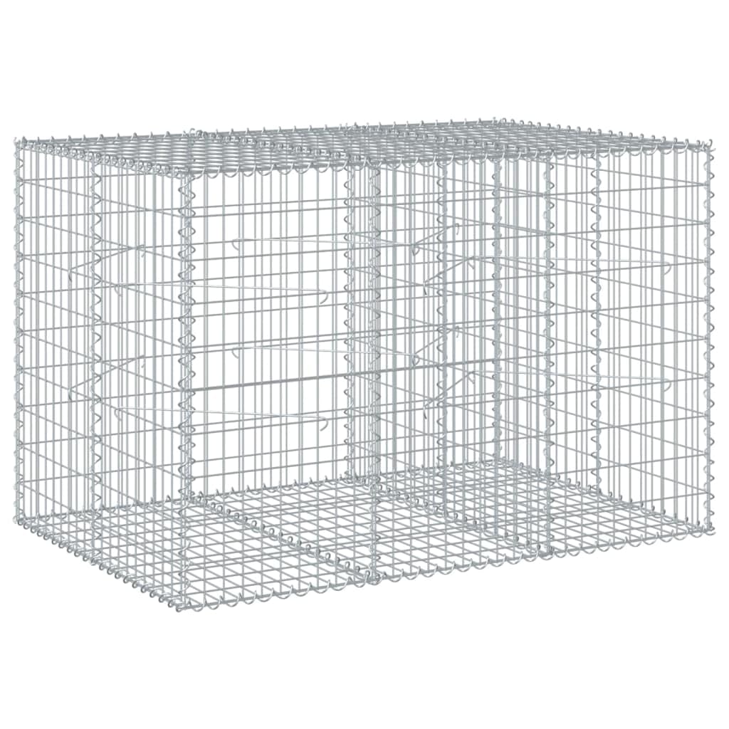 vidaXL Gabion Basket with Cover, Gabion Retaining Walls for Patio Garden Yard, Outdoor Mesh Cages for Rock Gravel, Galvanised Iron