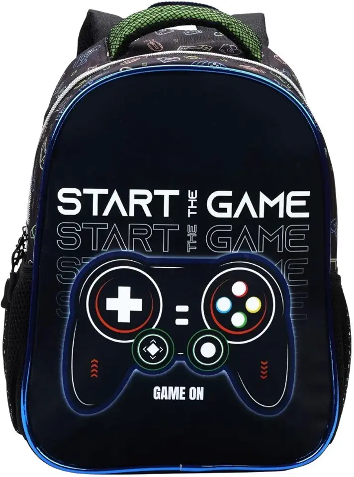 Mochila de Costas Escolar Infantil Game, Alças Acolchoadas, Bolsos Laterais, Compartimentos Espaçosos, Material Resistente, Ideal P/Meninos