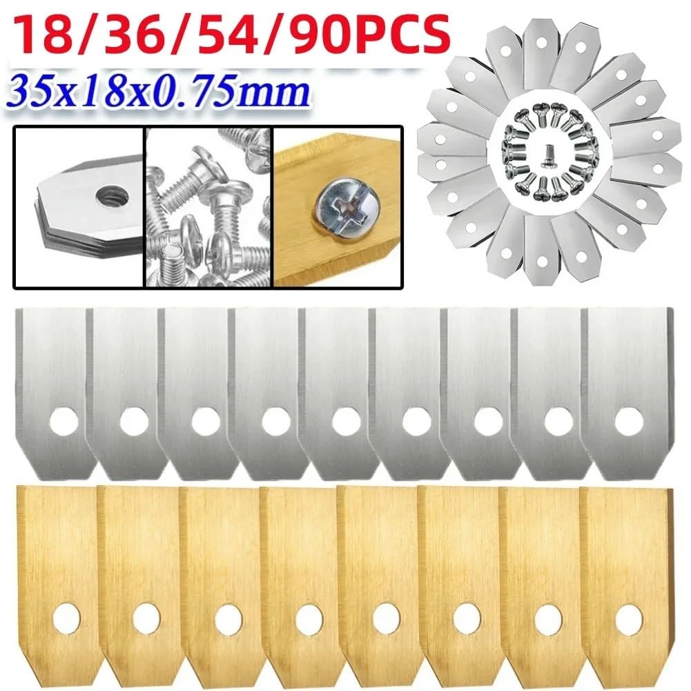 Juego De Cuchillas De Corte for Cortacésped De Acero Inoxidable, 18 Uds., Repuesto De Cortacésped Robótico, Compatible Con Worx Landroid(90PCS Gold)