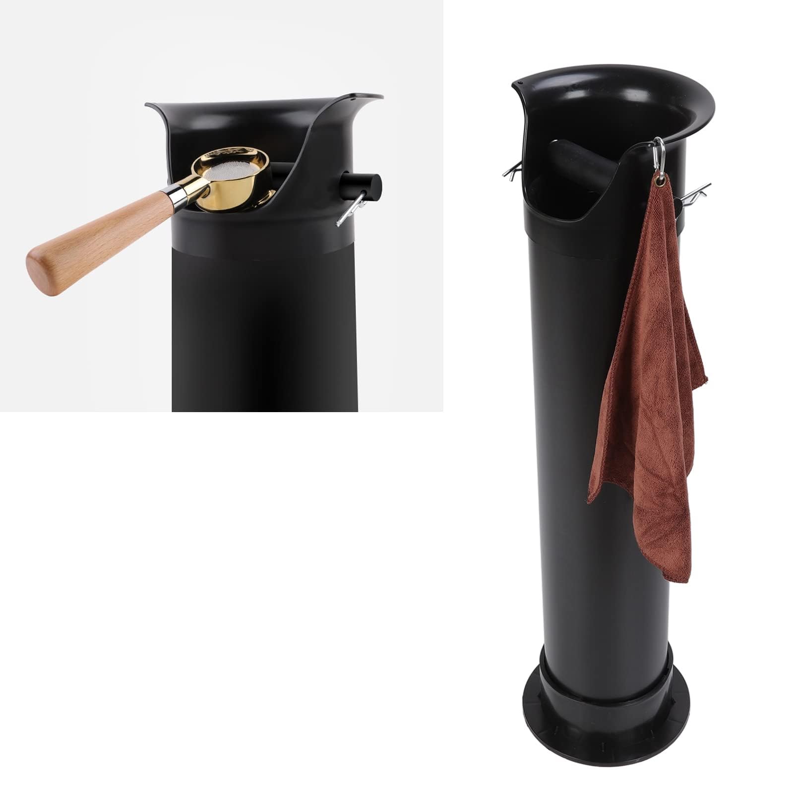 Knock Box Alvinlite Per Caffè, Contenitore Per Fondi Esausti Con Barra Battente, Base Antiscivolo, 13x15 Cm, Nero