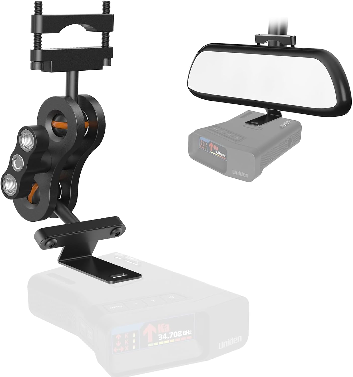 Radar Detector Mount，Aluminum Rearview Mirror Radar Bracket，Car Truck Rearview Mirror Rod Mount，Compatible with Uniden R7 R8 R8w
