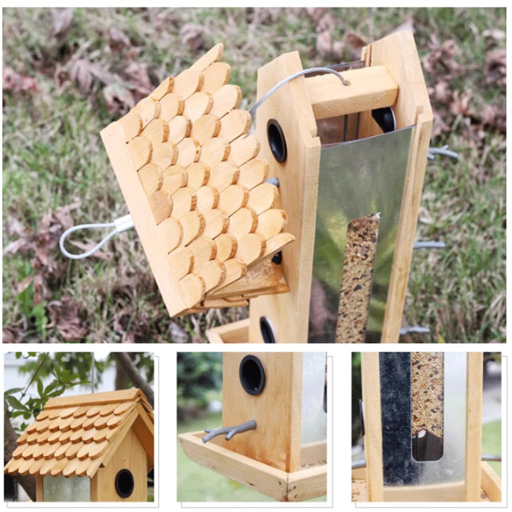 Karmnik dla ptaków Wild Bird Feeder Hangende Vogels Kantine Blokhuis Vorm Vogelvoer Zaadkoffer met Staaldraad voor Balkon Gazon Tuin