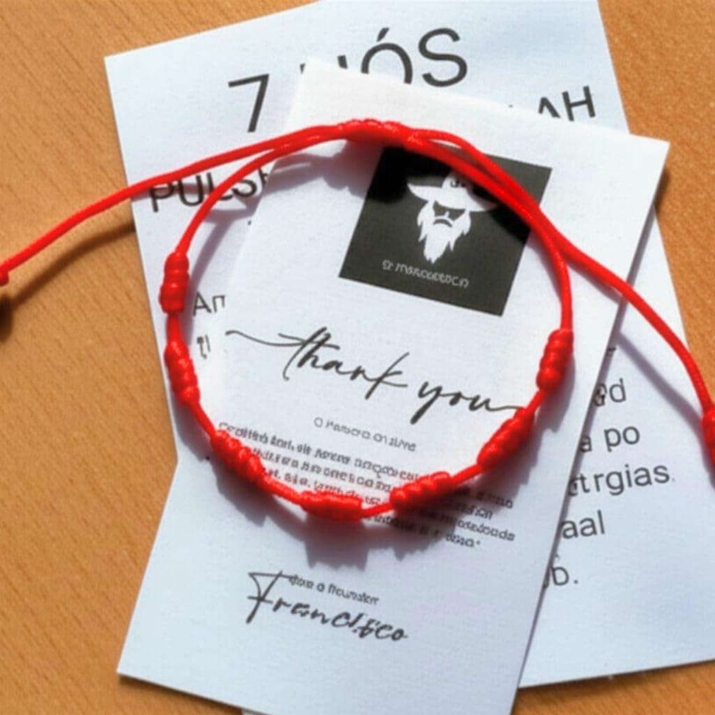 Pulseira Kabbalah 7 Nós Corda Vermelha Ajustável de 15 a 25cm O Francisco Original
