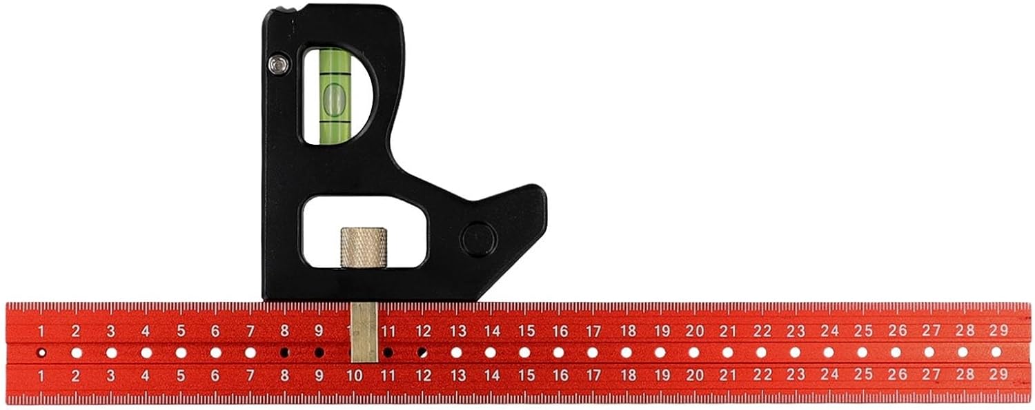 Stainless Steel Combination Square, Measuring Square for Woodworking, Movable Square Ruler with Adjustable Locator, Carpenter Angle Tool for Marking(300mm)