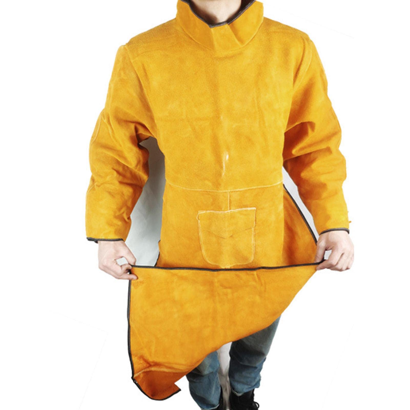 Chaqueta de Soldar de Cuero Ty, Delantal Protector, Ropa de Soldador, Traje de Soldador, Delantal de, Equipo para Barbacoa de Jardín O, 130cm