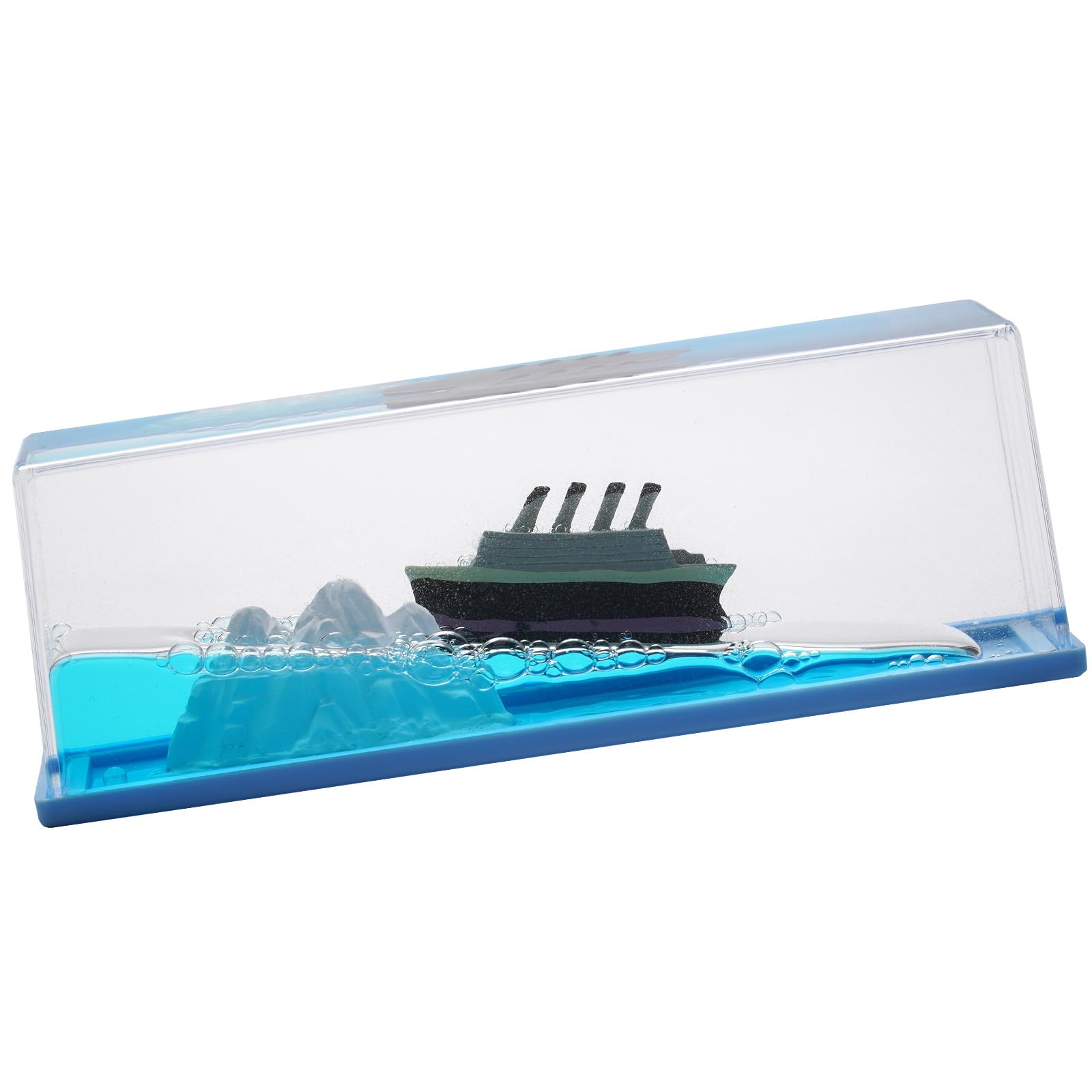 XEXBMNA Latest Model Unsinkable Titanic Wavey Boat Toy Model Desk Acrylic Paperweight Liquid Wave Decorations for Car Cruise Ship in a Bottle Box Toys