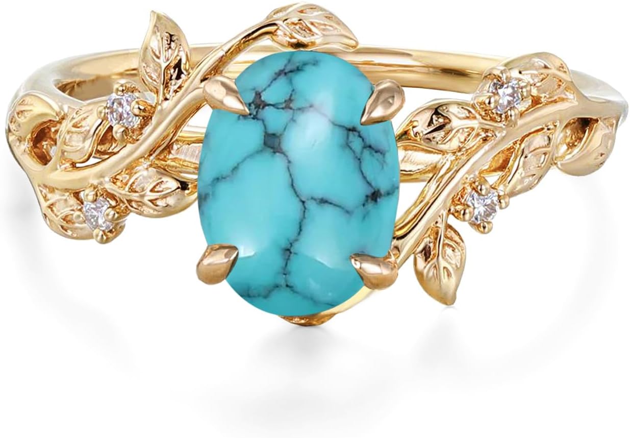 10K/14K/18K Solid Gold 1 Carat Oval Gemstone Vintage Engagement Ring for Women Natu...