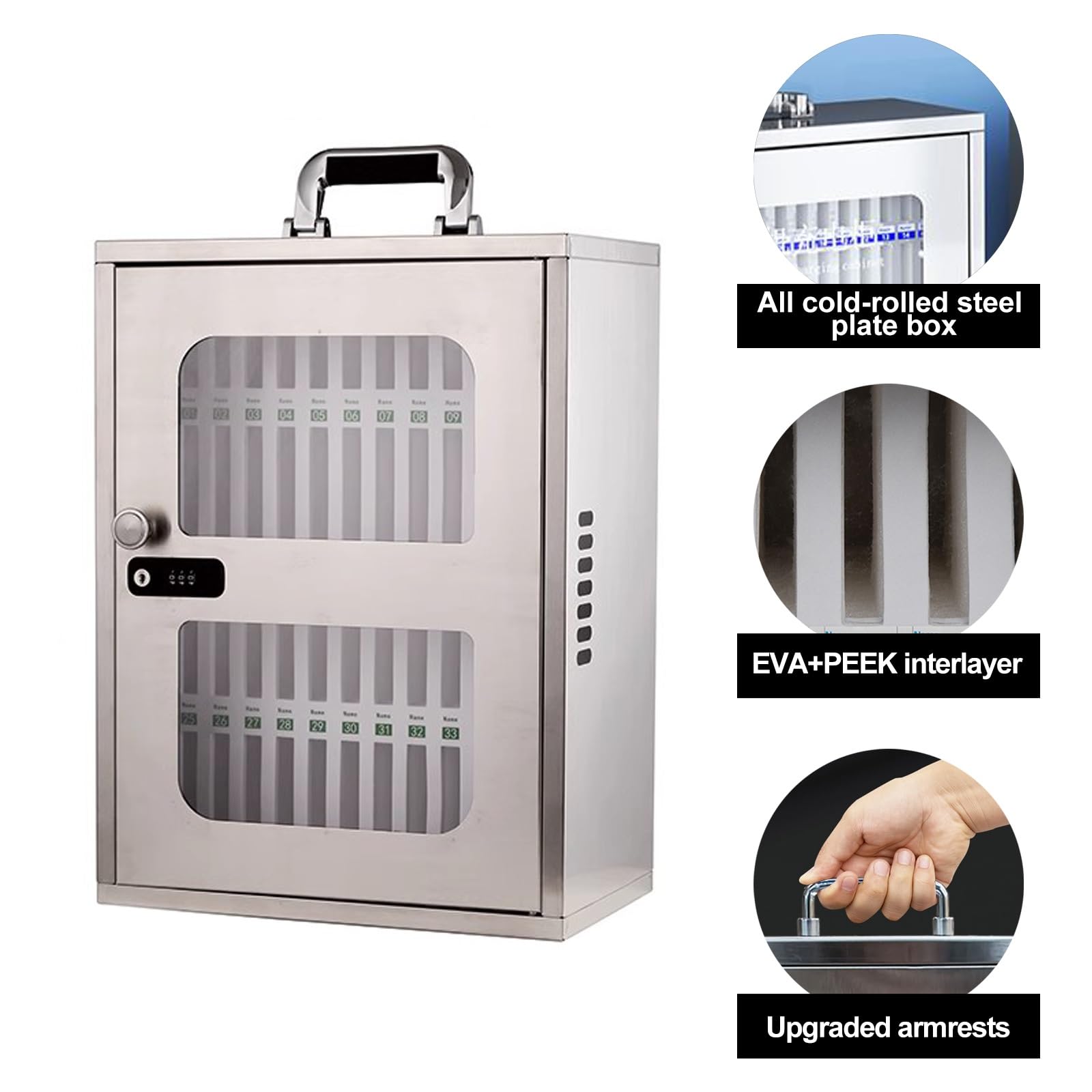 Armadietto per telefono cellulare, contenitore portatile per telefono, supporto da parete con serratura con password per uso in classe