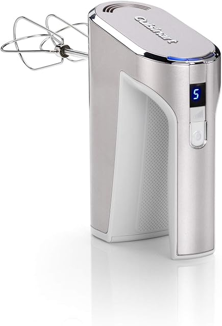 Cuisinart Cordless Power Hand Mixer, 2 Beaters, 5 Speeds, Rechargeable, Silver, RHM100U