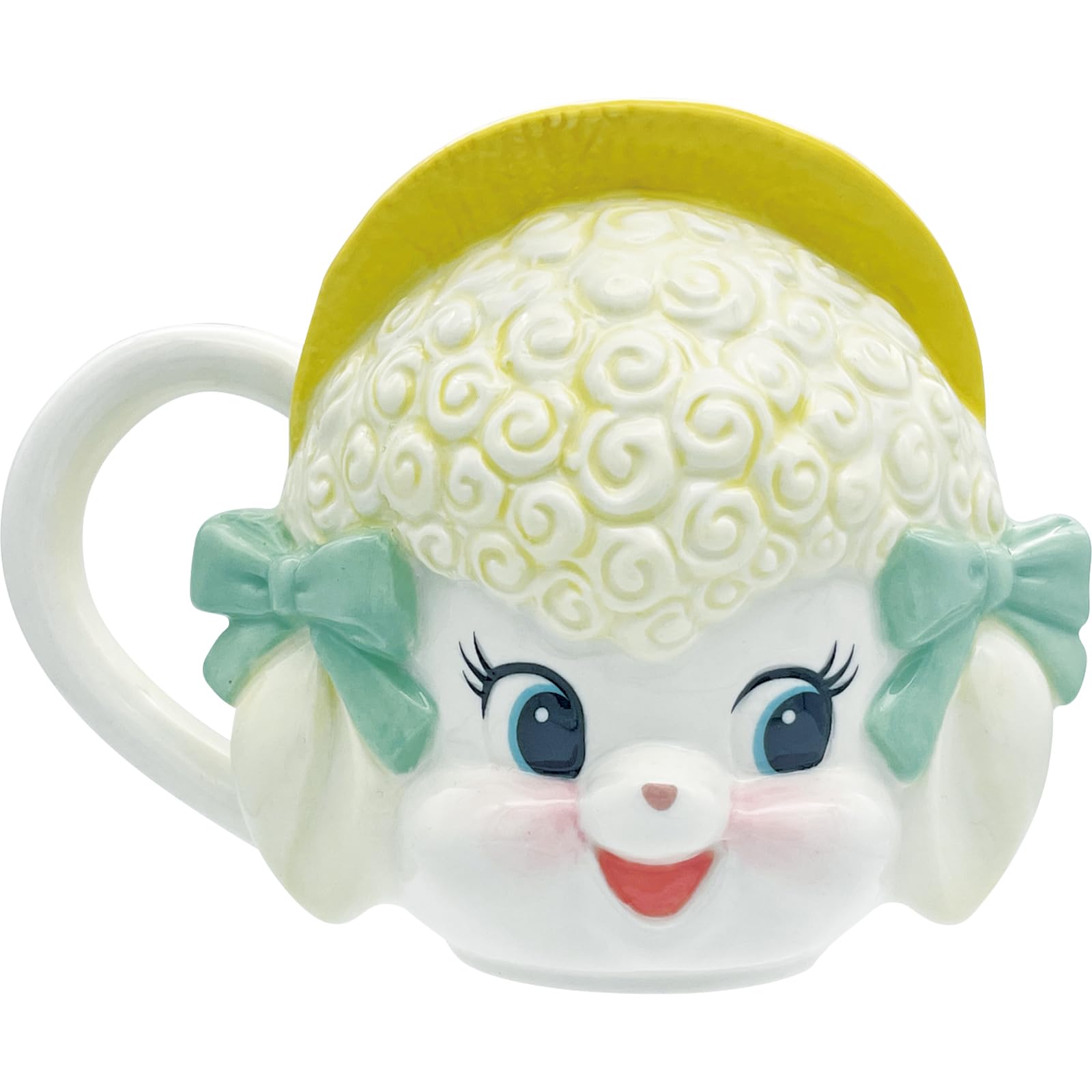Swimmer 3D Face Mug Porcelain Coffee Cup 6.2oz White Yellow Japan