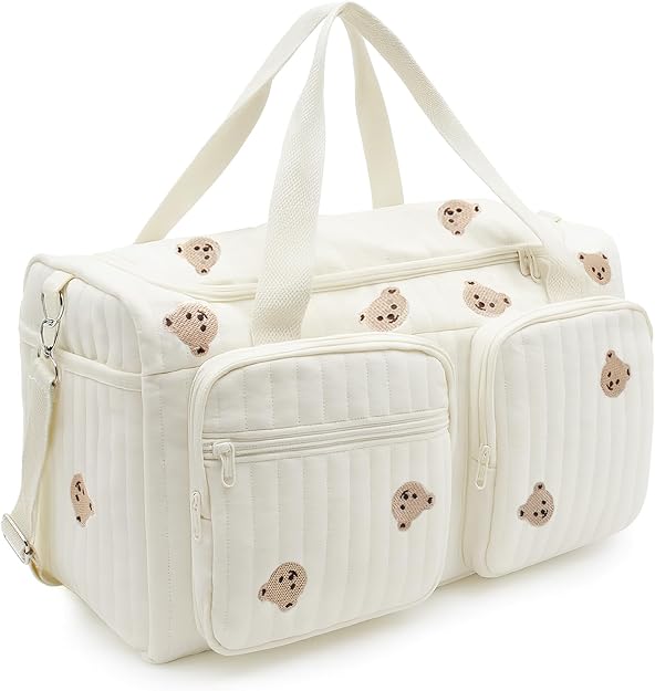 PinDaito Grand Sac de Maternité Brodé en Coton Spécial Famille Nombreuse et Poussette Double