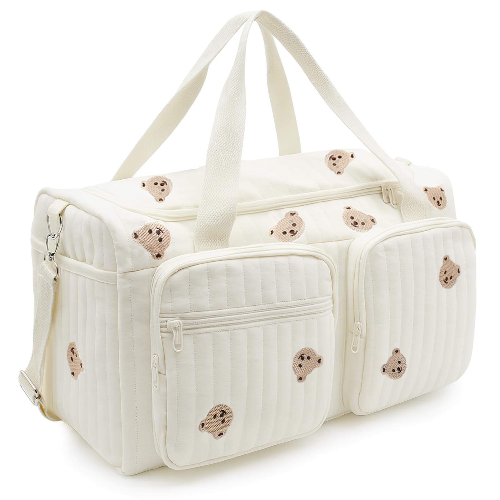 PinDaito Grand Sac à Langer Bebe et Sac de Maternité  48 × 22 × 26 cm  Sac Bébé en Coton avec Broderie  Mom Bag pour Déplacements  Hôpital Accouchement  Voyages et Poussette