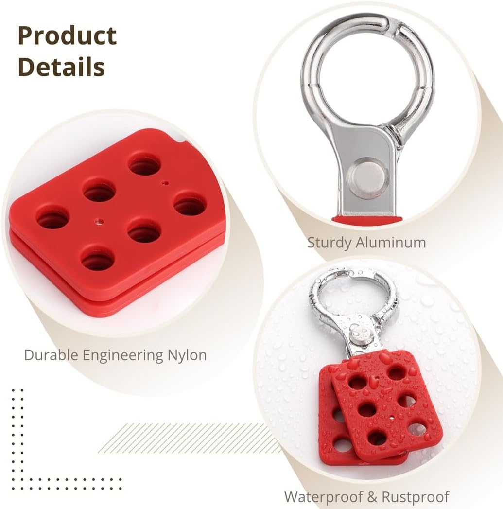 10 Pcs 6-Hole Interlock Hasp, Maintenance Shutdown Safety Padlock Hasp, Lockout Tagout Hasps For Multiple Management, Aluminum Insulated Safety Lock Hasp