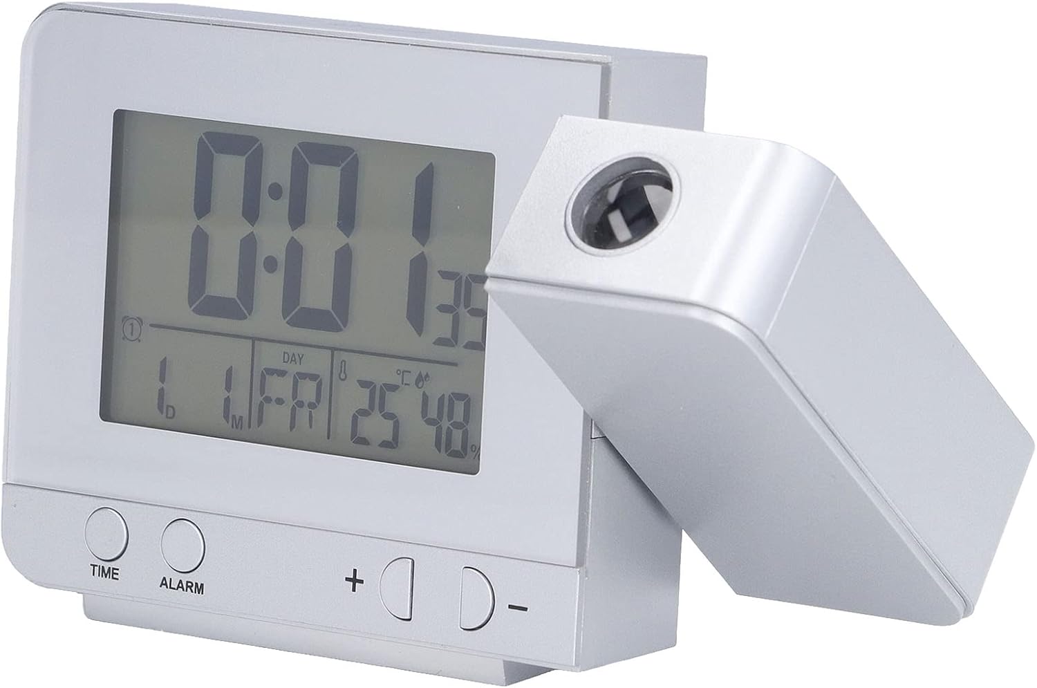 Multifunctional Projection Alarm Clock with USB Charging, Time Temperature Display, and 4 Brightness Modes for Bedroom, Living Room, Office