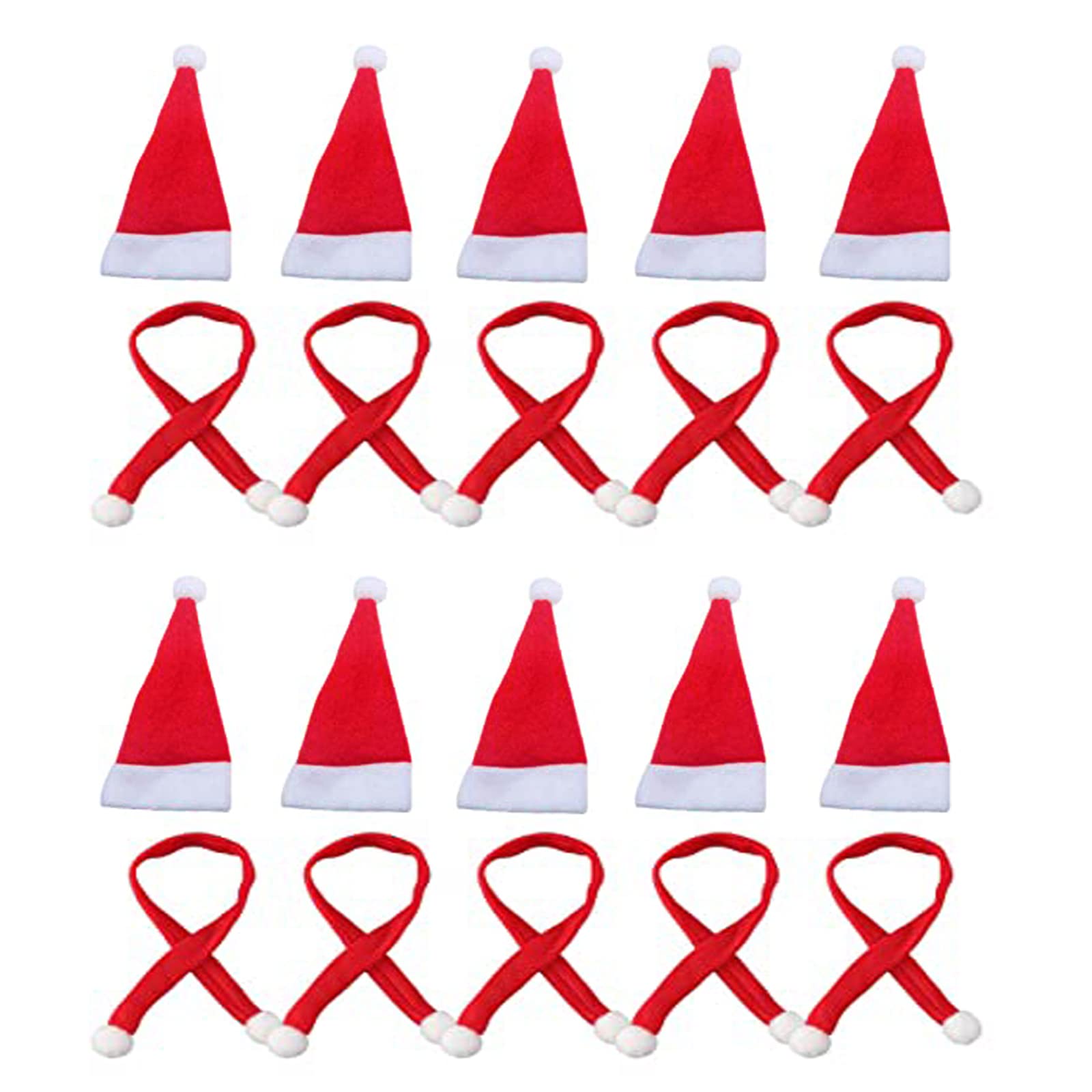 Xinchen 20 Pieces Mini Christmas Hat And Scarf Set Small - Main Image