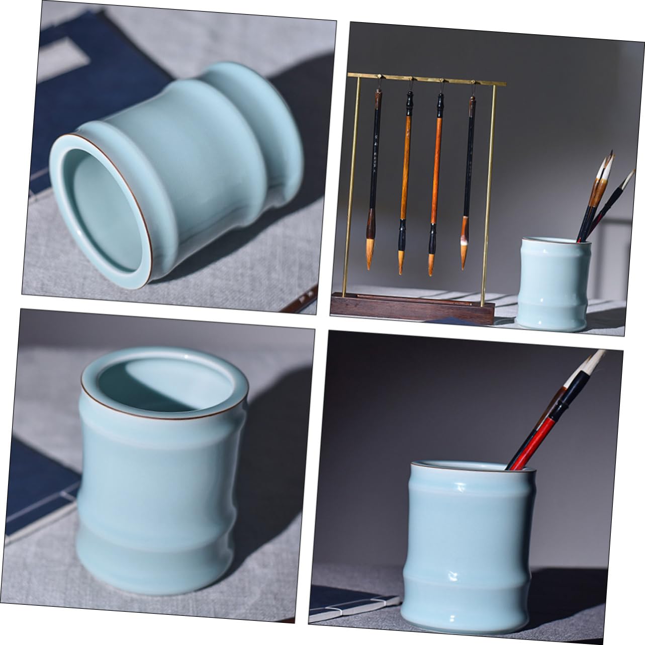 MAGICLULU Porta Penna Cilindrico in Ceramica, Elegante, Grande Capienza | Decorazione da Tavolo, Porta Penne per Scrivania Ufficio, Decorazioni Scuola