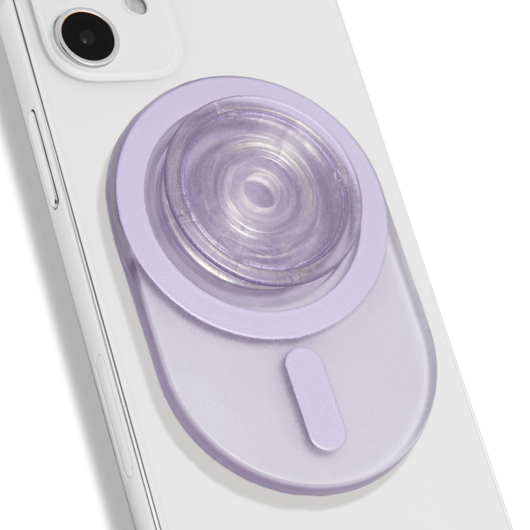 On The Grip Oval Magnetic Phone Grip – MagSafe Compatible, Translucent Design, Slim and Lightweight, Grip and Stand for iPhone (Violet)