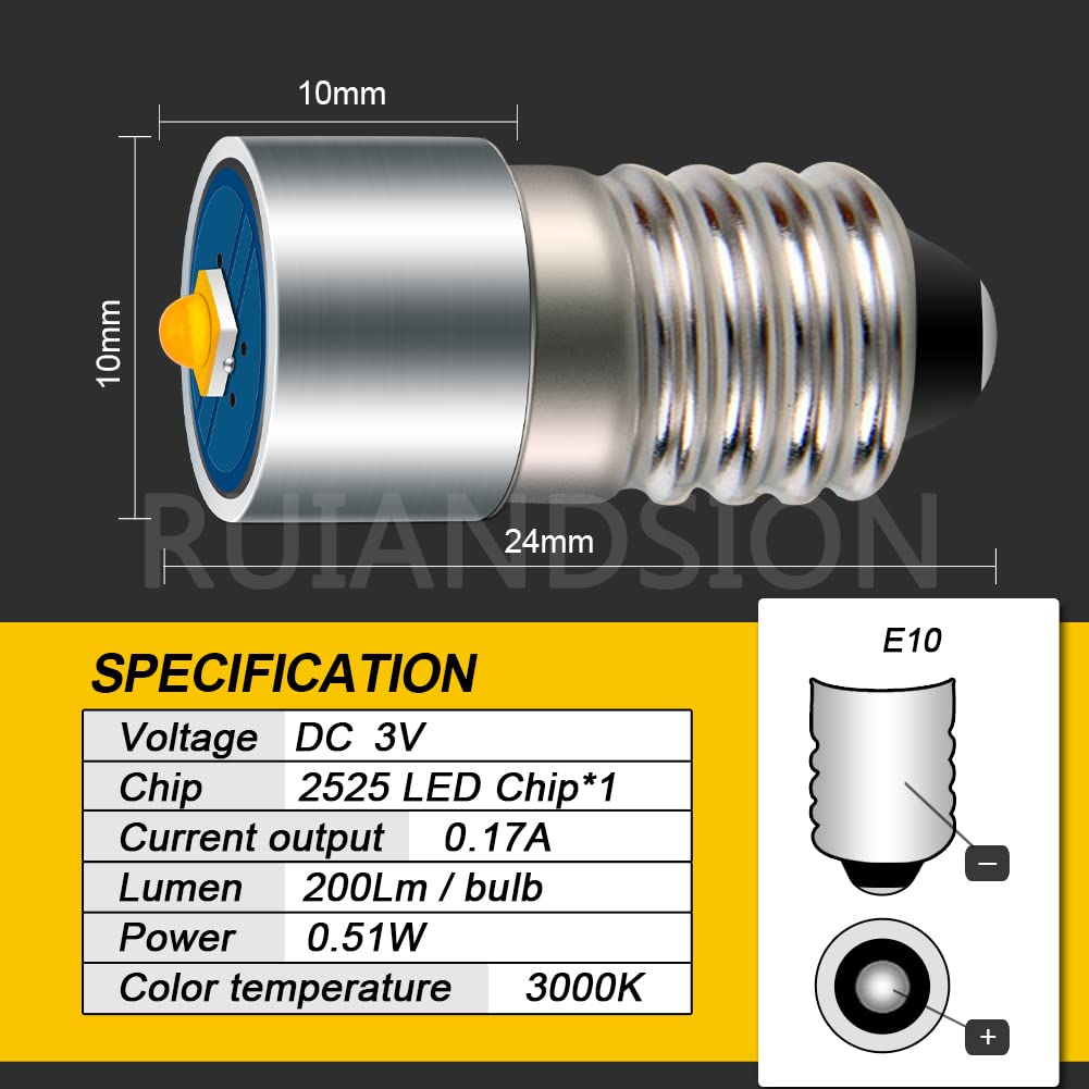 Ruiandsion BA9S - Lampadina LED BA9 1895 1891 53 57, bianca, 12 V