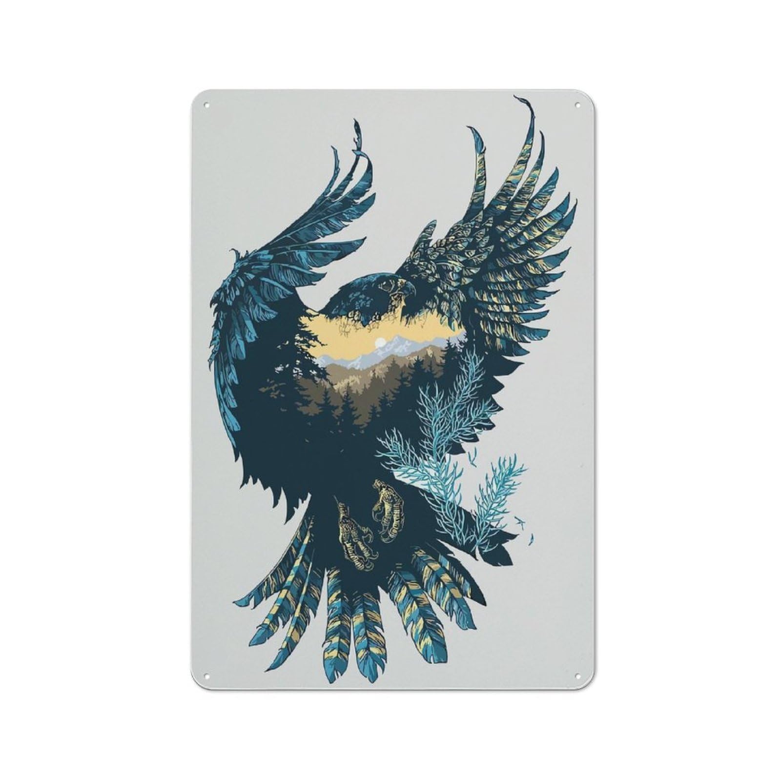 Junmoney Hawk Retro Metal Wall Sign 30X20cm For Hobby Room Or Studio, For Garage, Workshop And Man Cave Decoration