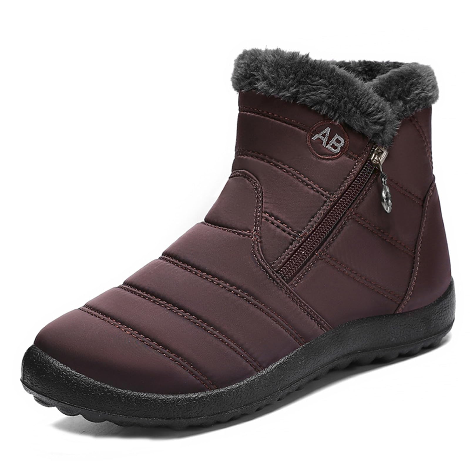 Womens Winter Snow Boots Fur Lined Waterproof Ankle Booties Outdoor Anti-Slip Zip-Up Warm Boots for Cold Weather