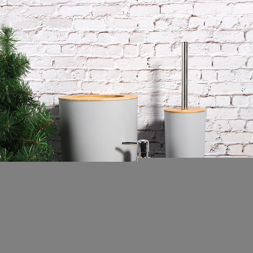 Juego de accesorios de baño, 6 piezas, organizador para fregadero de baño, caja de jabón, soporte para cepillo de dientes, taza de enjuague, botella de loción (gris)