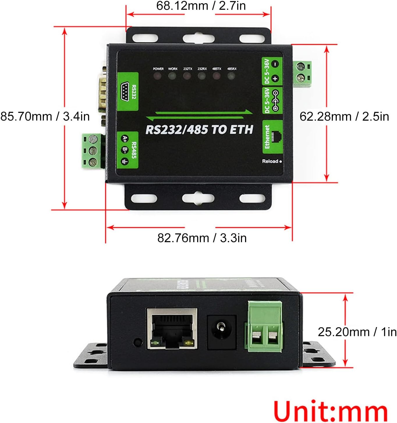 産業用RS232/485からETH、デュアル低電力シリアルポート高速RS232/RS485からイーサネットコンバーターコンピュータア  産業用シリアルサーバー - 1/2/4/8/16 ポート RS232/422/485 シリアルからイーサネットへのソリューション