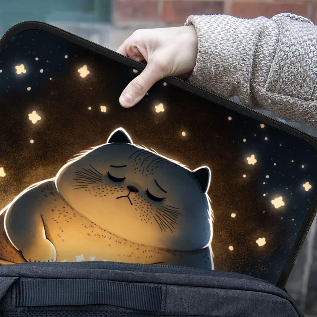 Cute Cat iPad Sleeve - Animal Art Tablet Sleeve - Cat Art Carrying Case - 13 inches