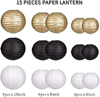 Vista 2 de Faroles de papel decorativos, linternas de papel colgantes redondas, decoraciones para boda, graduación, aniversario, fiesta de cumpleaños, Blanco