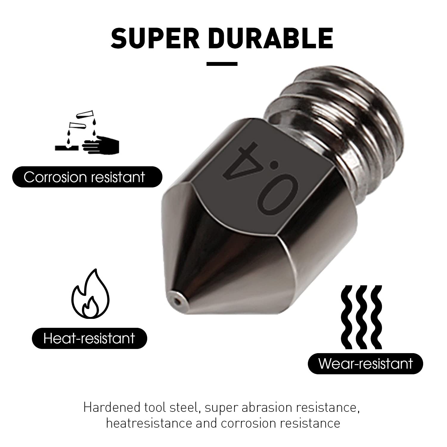 5PCS 3D Hardened Steel MK8 Nozzle and 5PCS Cleaning Needles/Wrench Kit with High Temperature Resistance Upgraded Tungsten All Metal Nozzle Ends for Makerbot, Creality CR-10, Ender 3/ Ender3 pro : Industrial & Scientific