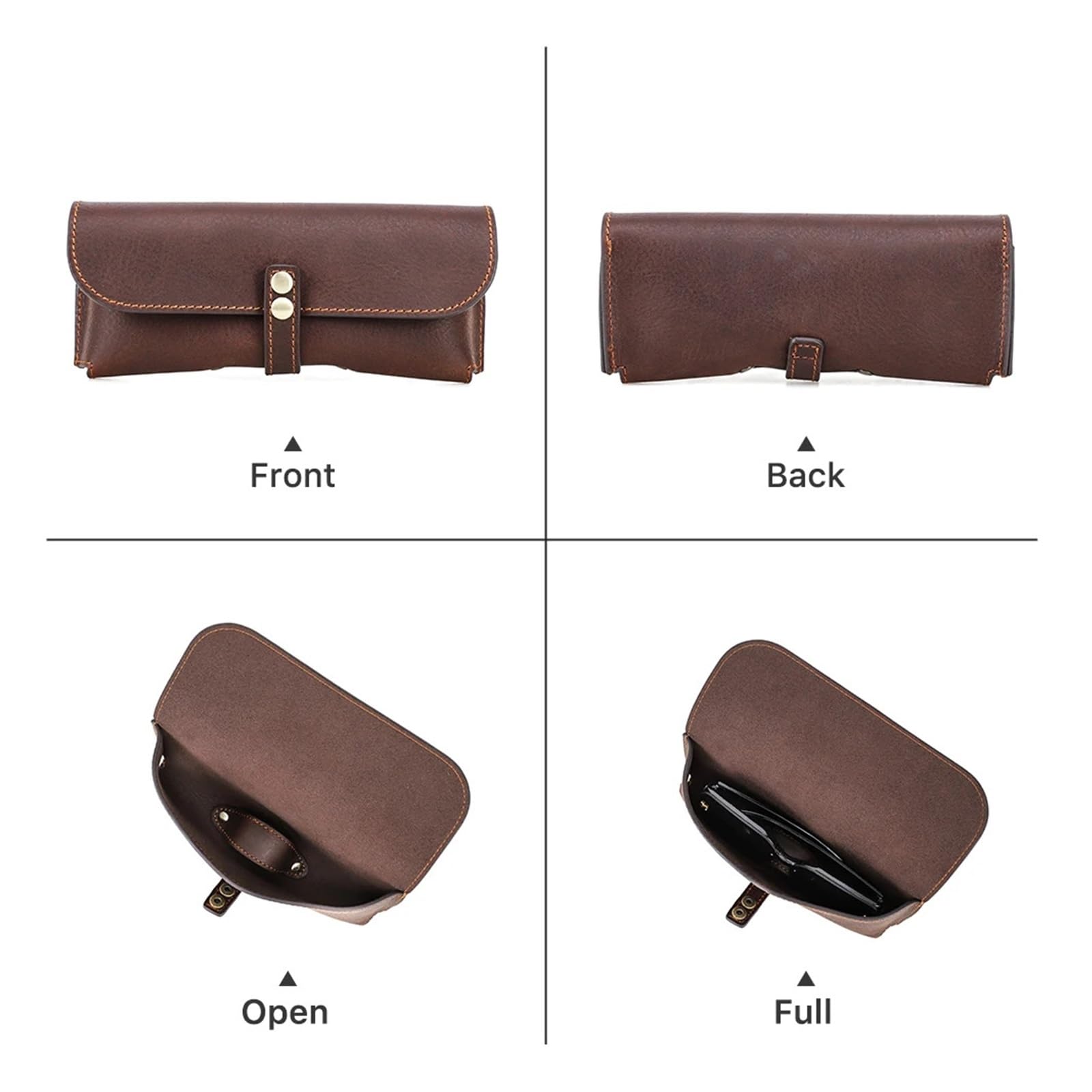 1 x Retro-Schutzhülle aus echtem Leder for Brillen