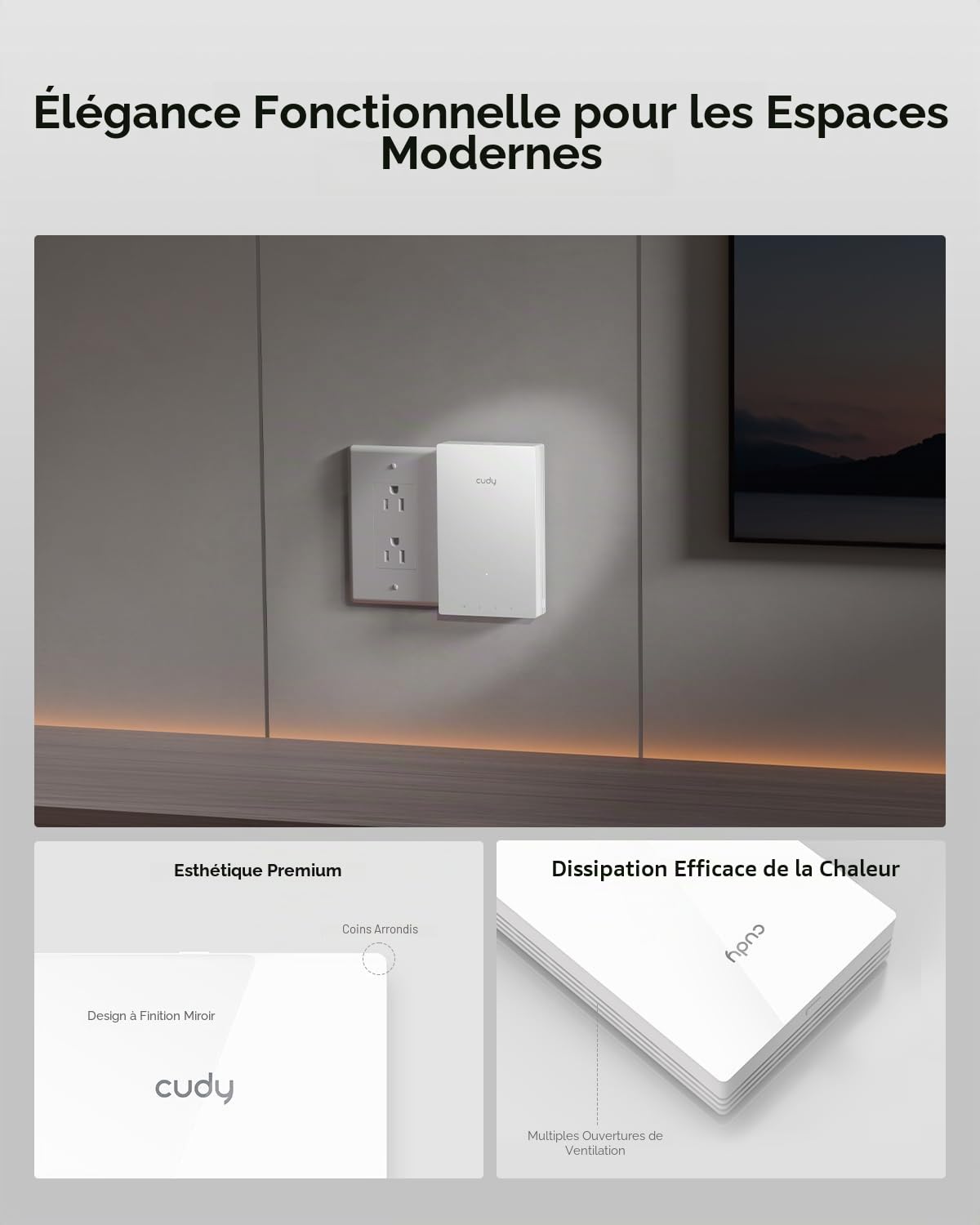 Cudy AP3000 Wall WiFi 6 AX3000 Point d'accès mural sans fil Gigabit Prise en charge OFDMA, MU-MIMO, alimentation PoE, contrôle par application Cudy ou configuration Web