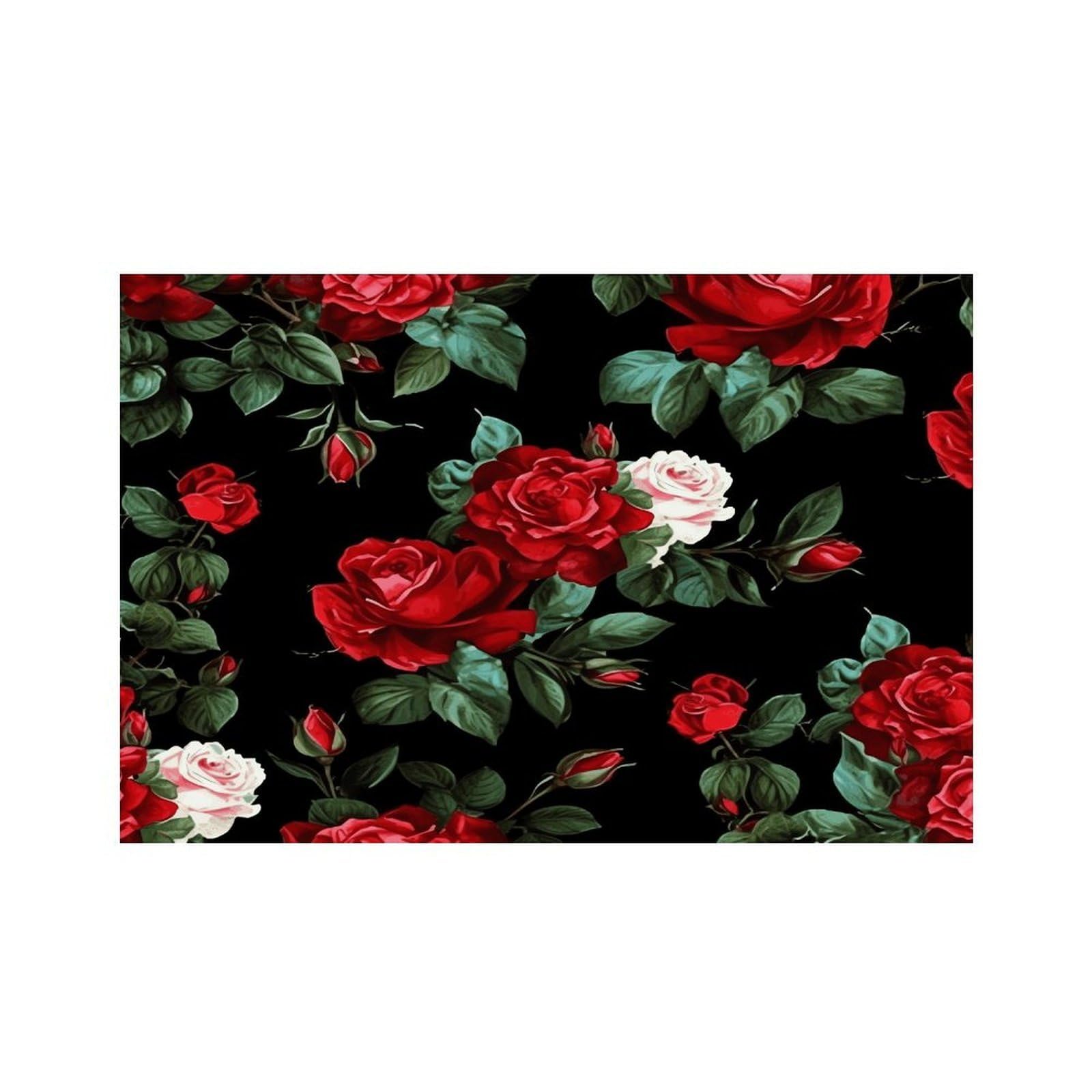 Beautiful Rose Gift Placemats Non-Slip Heat Resistant Table Mats Flax Washable Cloth Place Mats Easy to Clean Premium Placemat for Kitchen Dining Table Decor Party Outdoor