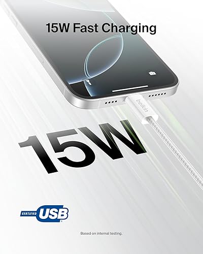 Miniatura 2 de Belkin Cable USB A a USB C, 9.9 pies, 15 W, cargador tipo C, cable de carga para iPhone, suave, trenzado, flexible para iPhone 17 y 16, Galaxy S25,