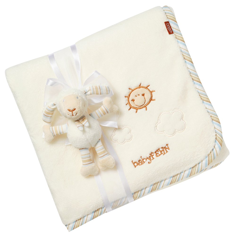 Fehn Couverture douillette mouton - pour se blottir, comme Tapis d'éveil, Doudou ou Couverture - pour la Maison et Les déplacements - pour les bébés dès la naissance