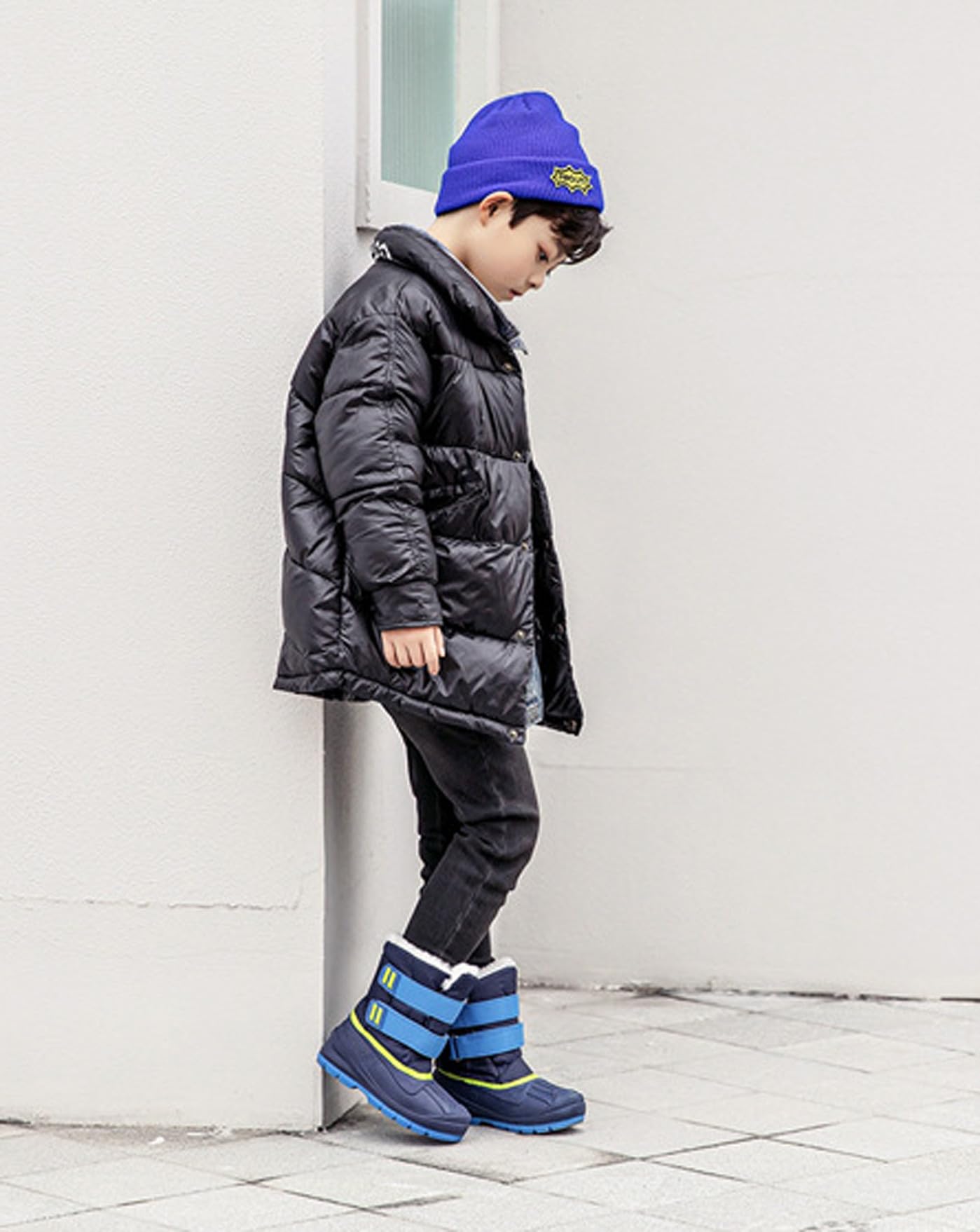 Pangolin Botas de Nieve para Niños y Niñas, Doble Cierre de Velcro, Interior Cálido con Pelo Sintético,Suela Antideslizante, Botas de Invierno para Nieve Lluvia Colegio y Outdoor