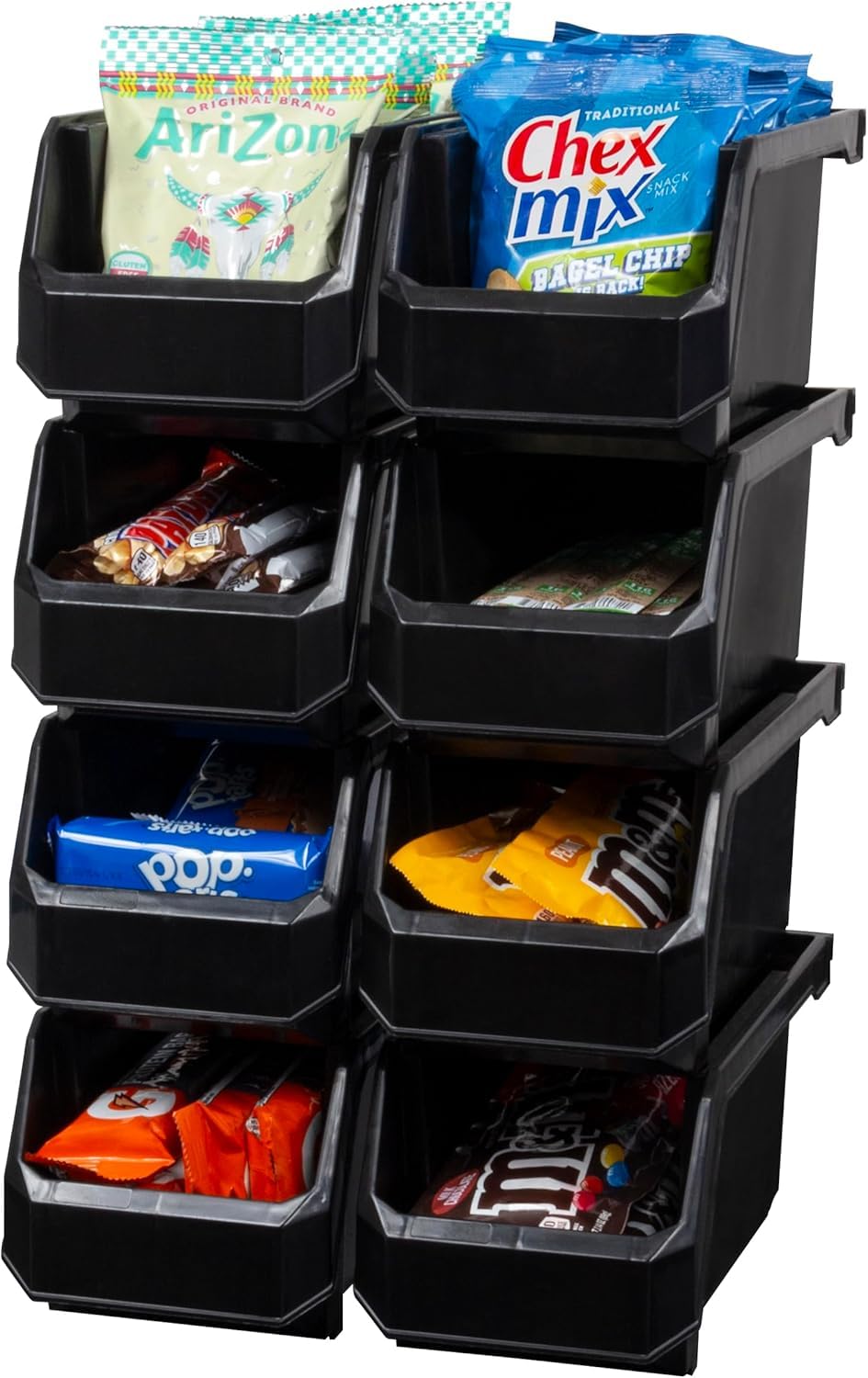 ReadySpace Plastic Containers for Organizing and Storage Bins for Closet, Kitchen, Office, Toys, or Pantry Organization, Medium, 8-Pack, Black
