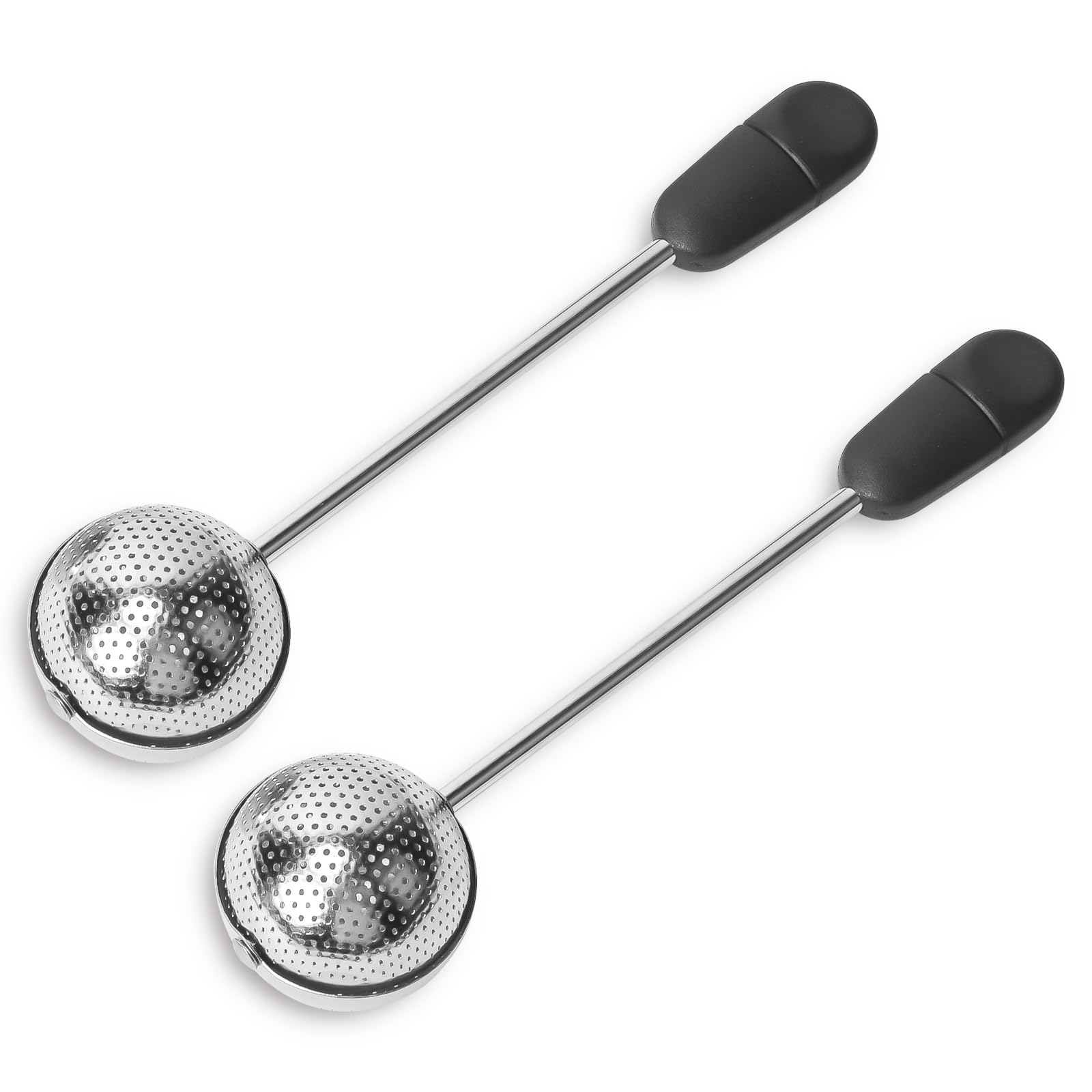 Excefore Long Handle Twisting Tea Ball, 2Pcs Premium Tea Infuser Filter for Loose Leaf Tea, Reusable Fine Mesh Tea Interval Diffuser Strainer for Cup and Teapot