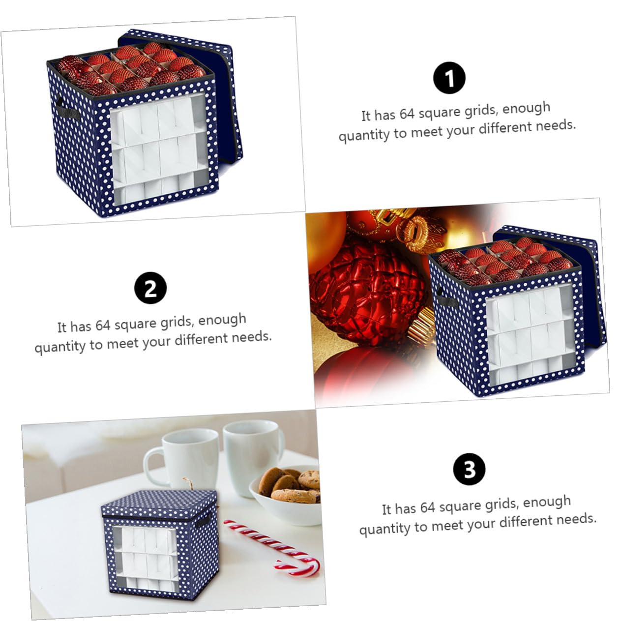 Contenitore Natalizio per Palline di Natale 36 Scomparti Oxford Blu Scatola di Immagazzinaggio Resistente e Protettiva per Ornamenti per Decorazioni Festive e Conservazione