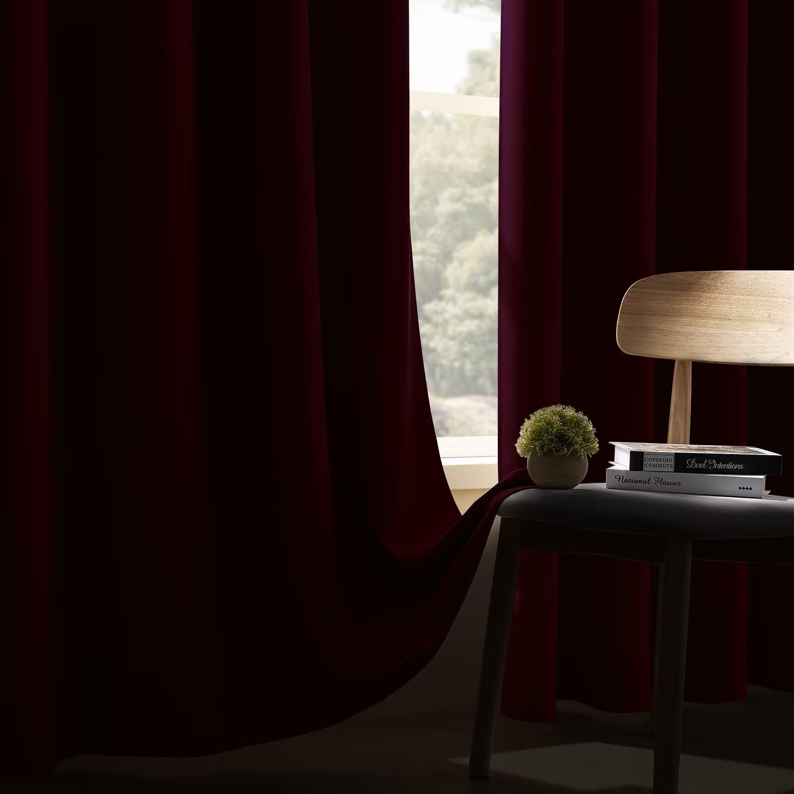 CUCRAF Maroon Red Blackout Curtains 45 inch Length 2 Panels Set - Image 4