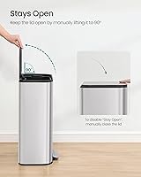 Vista 6 de SONGMICS Kitchen Trash Can, 8-Gallon (30 L) Garbage Can with Lid, Stainless Steel, Soft Close and Stays Open, Inner Bucket, Wide Non-Slip Pedal