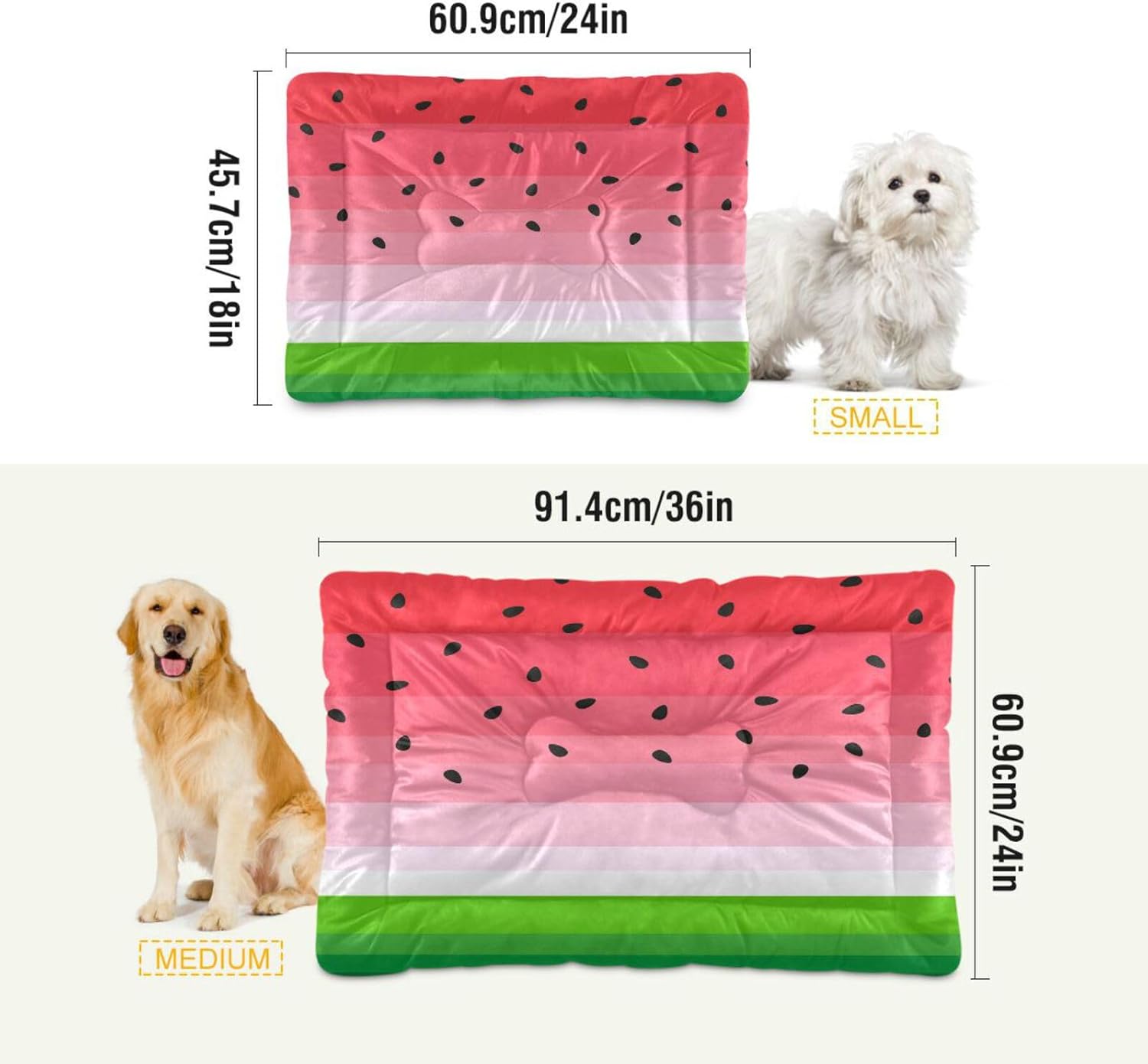 review Watermelon Crate Pet Bed, Portable Washable Dog Cat Mat, Soft Comfortable Pet Mattress with Non-Slip Bottom for Dogs Cats Sleeping, 24 x 18 Inch