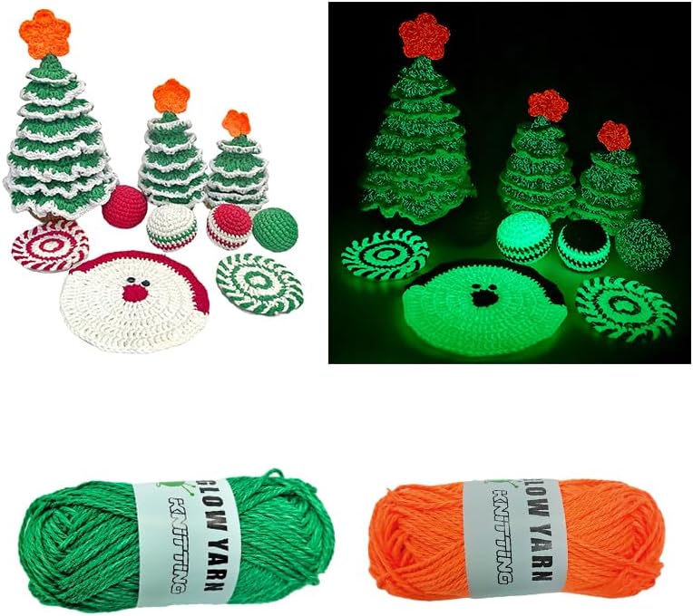 Miniatura 3 de 1 rollo de hilo luminoso, hilo tejido utilizado para tejer bricolaje Halloween y fiestas de Navidad, sombreros, suéteres, juguetes y otros artículos