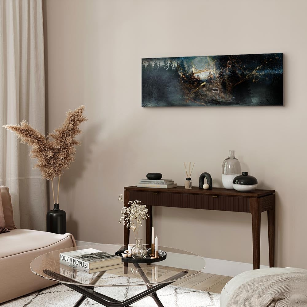 murando - Quadro Fonoassorbente Cervo Bosco Mistico Cervo 120x40 cm 1 Pezzo - Canvas - Quadri Acustici XXL Grandi - Pannelli Fonoassorbenti Decorativi - Decorazione da Parete Soggiorno - g-C-10128-b-a