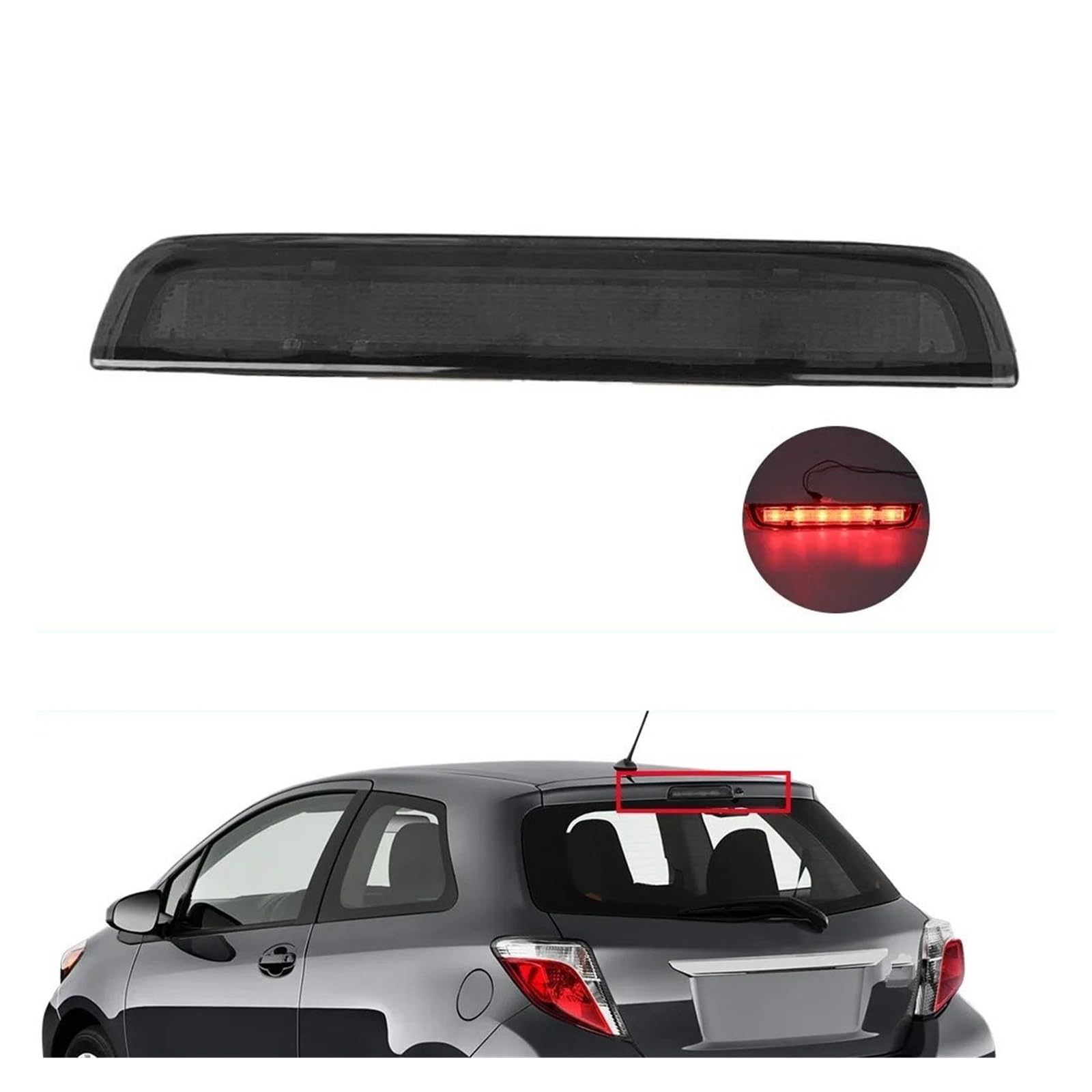 Luci LED Terzo Stop Rosso Alta Montaggio di Freno Posteriore Lampada Auto per Toyota Yaris MK3 2012-2020 Accessori (Rosso)