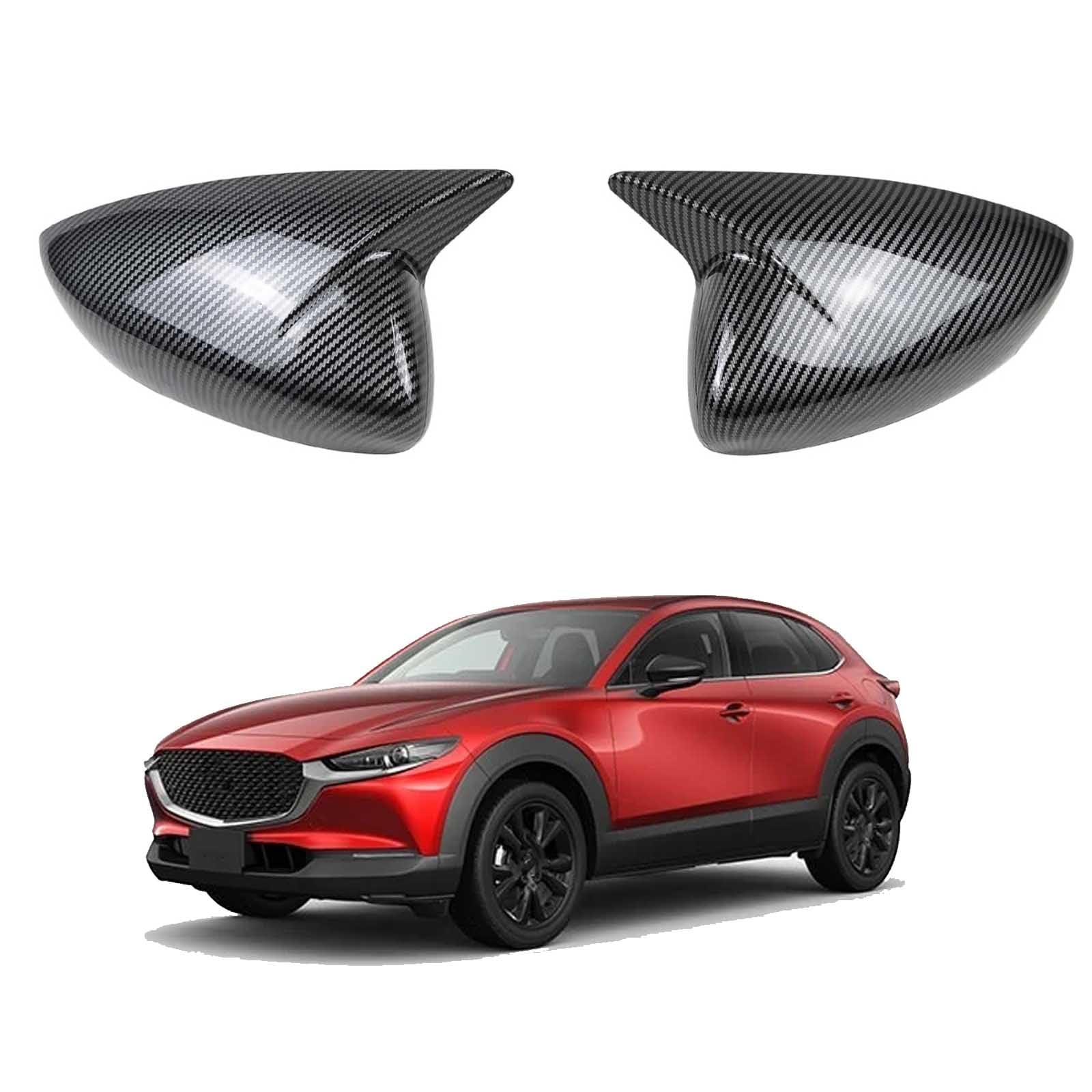 PAPEP Door Mirror Cover Caps for Mazda CX-30 2020-2023 Carbon fiber texture, Left Right Side Wing Rearview Mirror Cover Lid 2 Pieces Exterior Styling Accessory